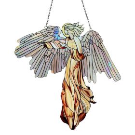 Acrylic Angel Statue Ornament Stained Glass Art Window Hanging Angel Pendant Home Decoration For Courtyard Garden