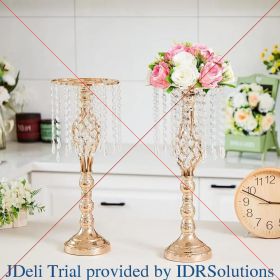 10 Pcs 21.7 Inches Gold Crystal Wedding Centerpieces for Tables With Metal Chandelier Holder Stand Home Decorations Vase Decor