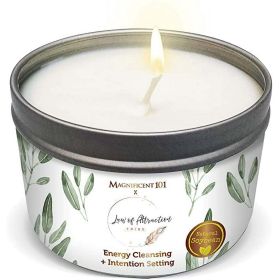 MAGNIFICENT101 Law of Attraction Tribe Pure White Sage Smudge Candle for House Energy Cleansing