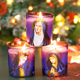 Meltone Prayer Candles, Devotional Candles, Virgin of Mary Saints Religions Decoration, Rosemary Scented Votive Candles Set for Prayer Altar, Mantle