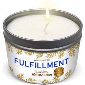 Magnificent 101 Long Lasting Fulfillment Smudge Candle for Lasting Abundance | 6 Oz - 35 Hour Burn | Soy Wax Candle with Sage Leaves, Lemon