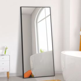 Dolonm 65x22 Inch Full Length Mirror, Modern Design Standing Floor Mirror, Full Body Mirror for Living Room, Bedroom, Bathroom, Cloakroom, Hallway, Bl