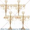 4 Pcs 25.6' 5 Arm Candle Holder Centerpieces Gold Crystal Centerpieces Crystal Candle Holders Dining Table Center Vase Kerzen