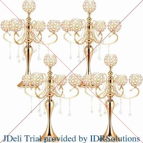 4 Pcs 25.6' 5 Arm Candle Holder Centerpieces Gold Crystal Centerpieces Crystal Candle Holders Dining Table Center Vase Kerzen