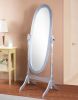 Traditional Queen Anna Style Wood Floor Cheval Mirror, Silver Finish