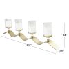 The Novogratz 4-Slot Gold Stainless Steel Metal 4 Candle Hurricane Lamp with Wavy Base