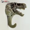 3pcs Simulation Dinosaur Fossils Hooks Ancient Age Dinosaur Skeleton Resin Wall Hangers Coat Hooks Key Hooks,Retro Green