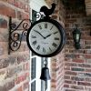 Classical Outdoor Wrought Iron Garden Clock Double-Sided Creative Fashion Wall Metal Wall Clock Chicken Bell Shape Wall Clock