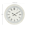 DecMode 22" White Wood Carved Beading Wall Clock