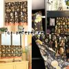 Retro Flower Cotton Cafe Kitchen Curtains Half Curtain Decorative Door Curtain, Black