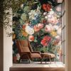 Dark Floral Wall Mural Peel and Stick 148" W x 98" H Large Flower Wallpaper Self Adhesive Background Decor Paintings Art