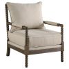 Beige and Natural Removable Back Accent Chair