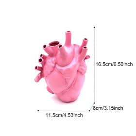 Vase In The Shape Of Human Heart, Home Decoration, Desktop Art Craft Ornament, Exquisite And High-end Indoor Vase, Organ Design Flower Container (Color: Pink, size: 11.5*8*16.5)