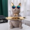 French Bulldog Sculpture Dog Statue Jewelry Storage Table Decoration Home Decor Coin Piggy Bank Storage Tray Home Art Statue