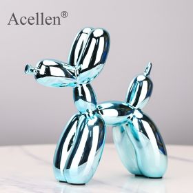 Plating balloon dog Statue Resin Sculpture Home Decor Modern Nordic Home Decoration Accessories for Living Room Animal Figures (Color: SKY BLUE, size: 25x25x9cm)