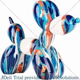 Balloon Dog Animal Art Sculpture, Abstract Balloon Dog Sculpture, Graffiti Balloon Dog Fashion Balloon Resin Craft Art Modeling (Color: Blue-white)