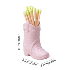 Ceramic Match Holder Creative Cowboy Boot Match Holder For Fireplace Kitchen Decor Office Table Home Decoration (Color: Pink)