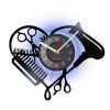 Barber Shop Tools Vinyl Record Wall Clock Beauty Hair Salon Heart Shape Dryer Scissor Comb Hairstylist Design Silent Clock Watch