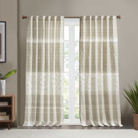 Cotton Printed Curtain Panel with Chenille detail and Lining(Only 1 Pc Panel) (Color: as Pic)