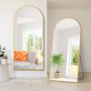 Dolonm Arched Full Length Mirror with Stand, 71"x32" Aluminum Alloy Body Mirror, Shatter-Proof Glass Made, Free Standing, Leaning