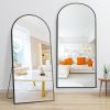 Dolonm Arched Full Length Mirror with Stand, 71"x32" Aluminum Alloy Body Mirror, Shatter-Proof Glass Made, Free Standing, Leaning, Wall-Mounted Mirror