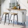 Kitchen Cart with Rubber wood Drop-Leaf Countertop ,Cabinet door internal storage racks