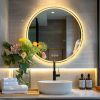 Bathroom Mirror with LED Lights Circle Backlit Illuminated Wall Mounted Lighted Mirror Anti-Fog 3 Colors Change IP65 Dimmable