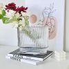 Vertical Pattern Glass Vase Nordic Transparent Hydroponic Flowerpot Decorative Ornaments Living Room Flower Vase Home Decoration